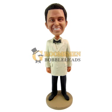 Groomsman bobblehead in suite and bowtie