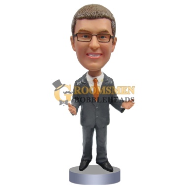 Groomsmen In Suit With Arms Raised Bobble head