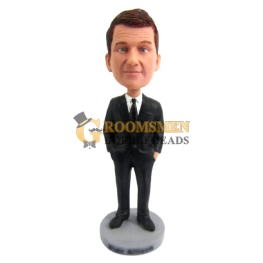 personalized man in suit with hand in pocket bobblehead